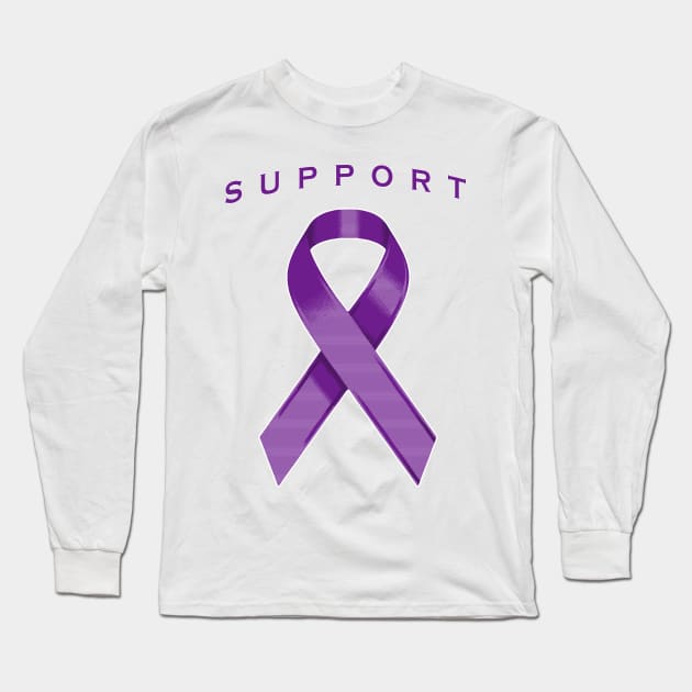 Purple Awareness Ribbon Long Sleeve T-Shirt by Adatude